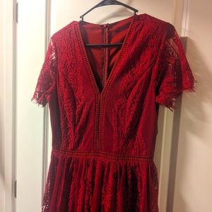 Lacy maxi, NWOT, large, crimson colored